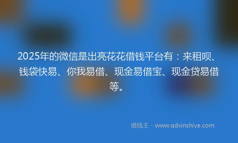 2025年的微信是出亮花花借钱平台有：来租呗、钱袋快易、你我易借、现金易借宝、现金贷易借等。