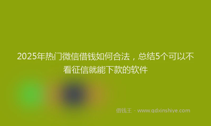 2025年热门微信借钱如何合法，总结5个可以不看征信就能下款的软件