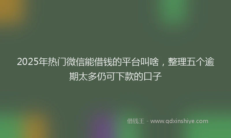 2025年热门微信能借钱的平台叫啥，整理五个逾期太多仍可下款的口子