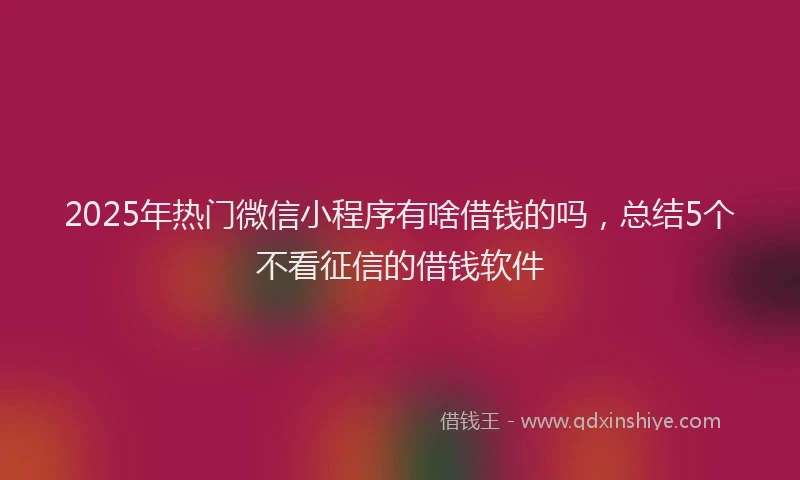 2025年热门微信小程序有啥借钱的吗，总结5个不看征信的借钱软件
