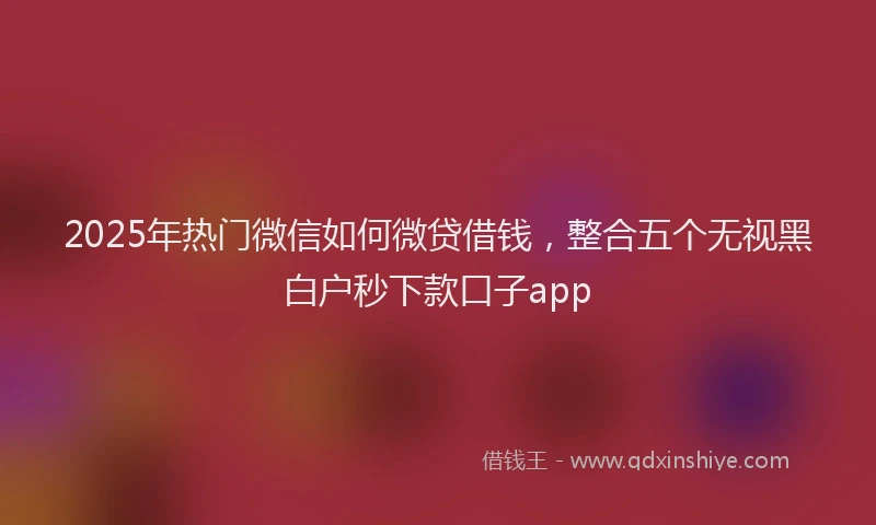 2025年热门微信如何微贷借钱，整合五个无视黑白户秒下款口子app