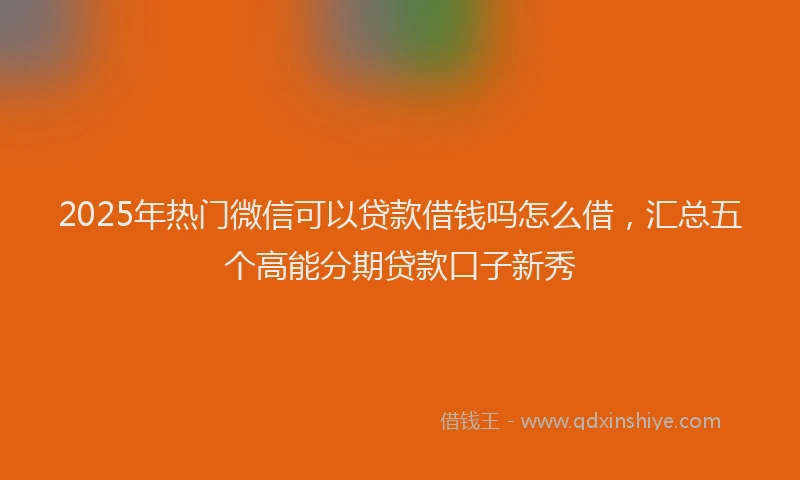2025年热门微信可以贷款借钱吗怎么借，汇总五个高能分期贷款口子新秀