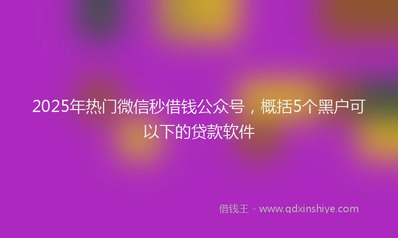 2025年热门微信秒借钱公众号，概括5个黑户可以下的贷款软件