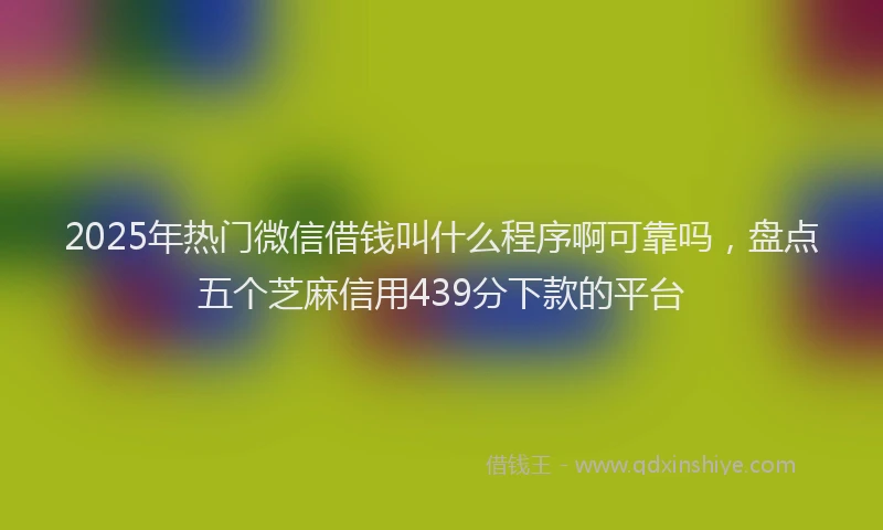 2025年热门微信借钱叫什么程序啊可靠吗，盘点五个芝麻信用439分下款的平台