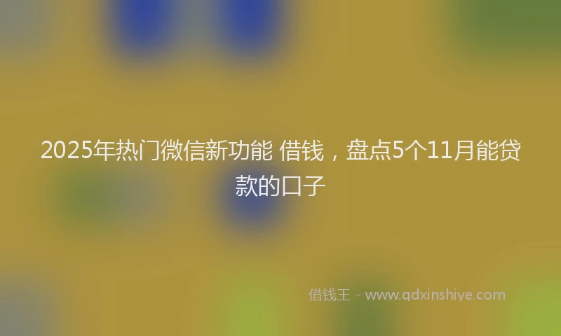 2025年热门微信新功能 借钱，盘点5个11月能贷款的口子