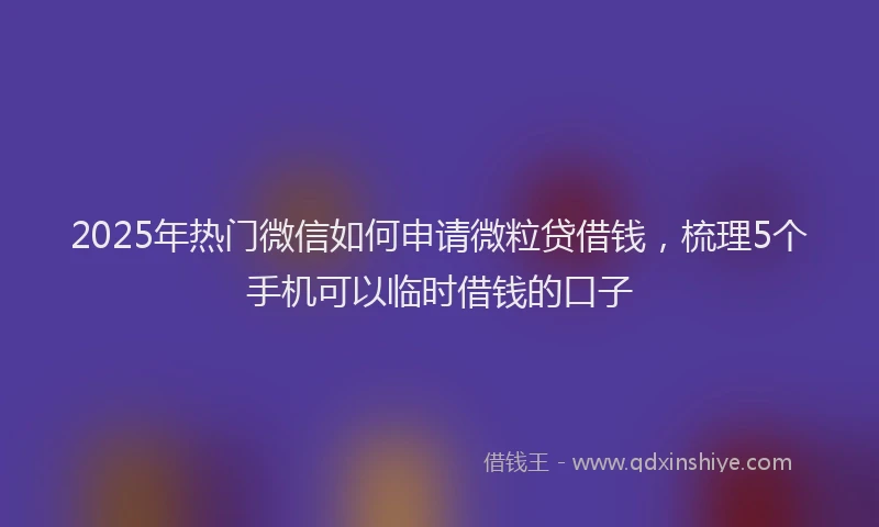 2025年热门微信如何申请微粒贷借钱，梳理5个手机可以临时借钱的口子