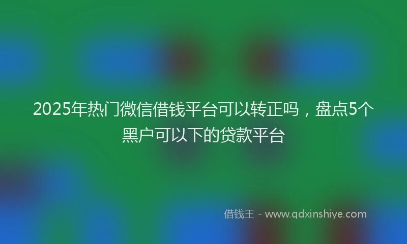 2025年热门微信借钱平台可以转正吗，盘点5个黑户可以下的贷款平台