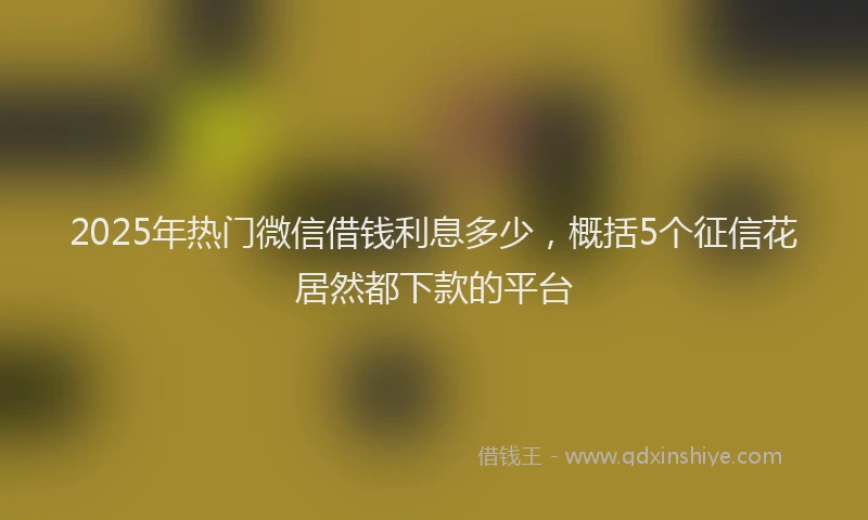 2025年热门微信借钱利息多少，概括5个征信花居然都下款的平台