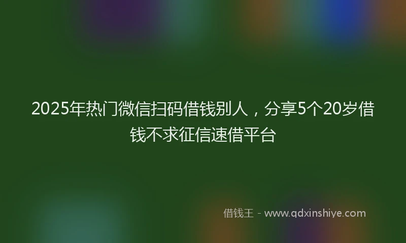 2025年热门微信扫码借钱别人，分享5个20岁借钱不求征信速借平台