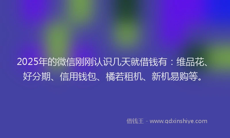 2025年的微信刚刚认识几天就借钱有：维品花、好分期、信用钱包、橘若租机、新机易购等。