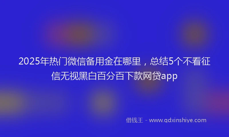 2025年热门微信备用金在哪里，总结5个不看征信无视黑白百分百下款网贷app