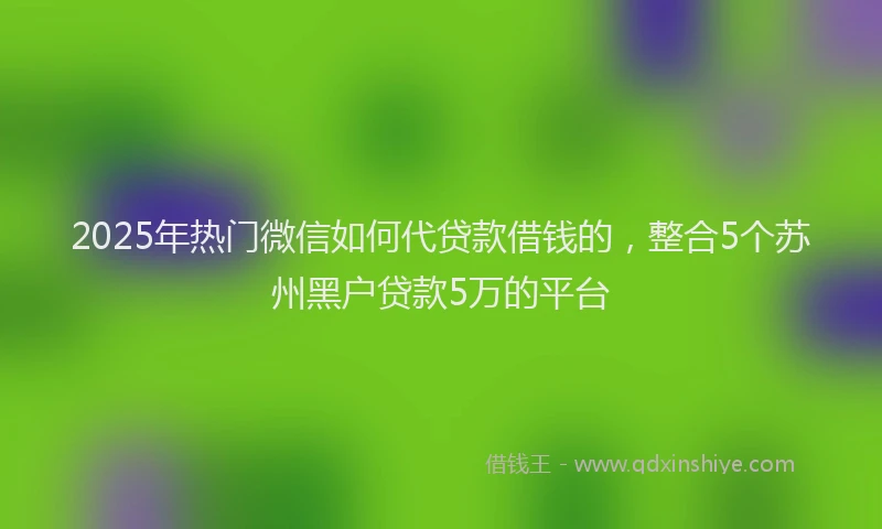 2025年热门微信如何代贷款借钱的，整合5个苏州黑户贷款5万的平台