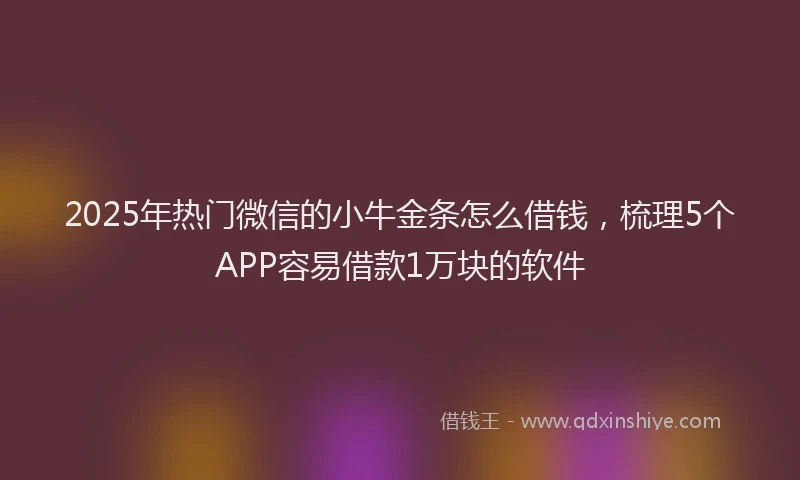 2025年热门微信的小牛金条怎么借钱，梳理5个APP容易借款1万块的软件