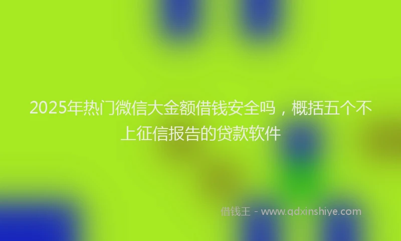 2025年热门微信大金额借钱安全吗，概括五个不上征信报告的贷款软件