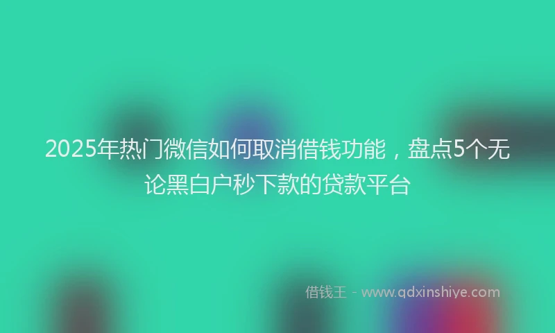 2025年热门微信如何取消借钱功能，盘点5个无论黑白户秒下款的贷款平台