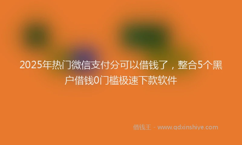 2025年热门微信支付分可以借钱了，整合5个黑户借钱0门槛极速下款软件