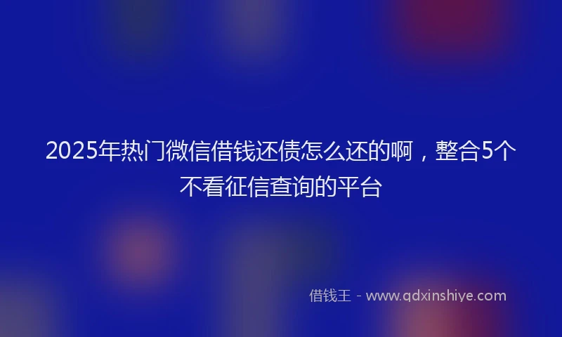 2025年热门微信借钱还债怎么还的啊，整合5个不看征信查询的平台