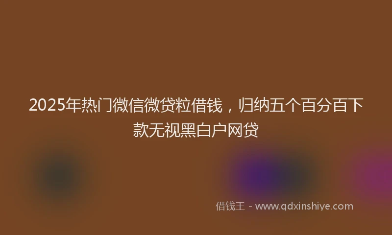 2025年热门微信微贷粒借钱，归纳五个百分百下款无视黑白户网贷