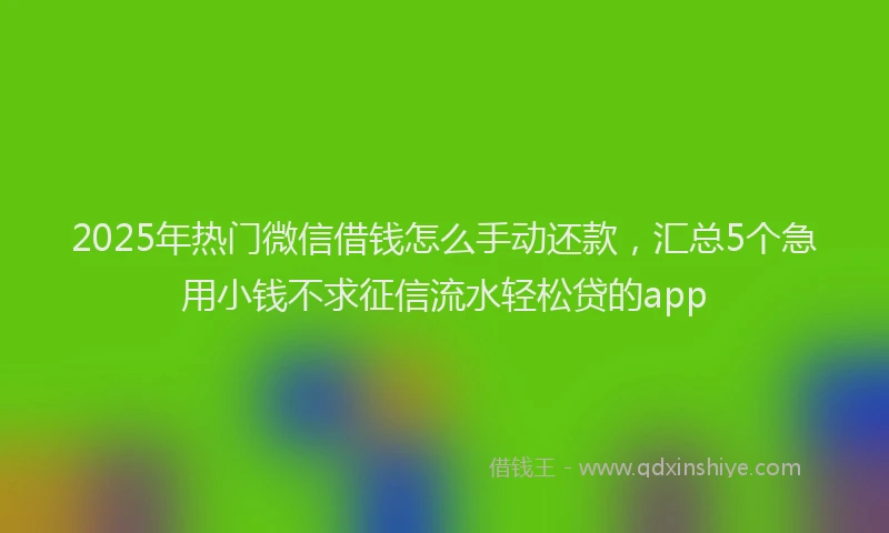 2025年热门微信借钱怎么手动还款，汇总5个急用小钱不求征信流水轻松贷的app