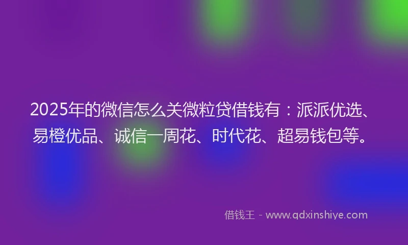 2025年的微信怎么关微粒贷借钱有：派派优选、易橙优品、诚信一周花、时代花、超易钱包等。