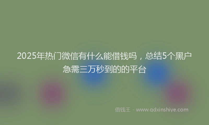 2025年热门微信有什么能借钱吗，总结5个黑户急需三万秒到的的平台