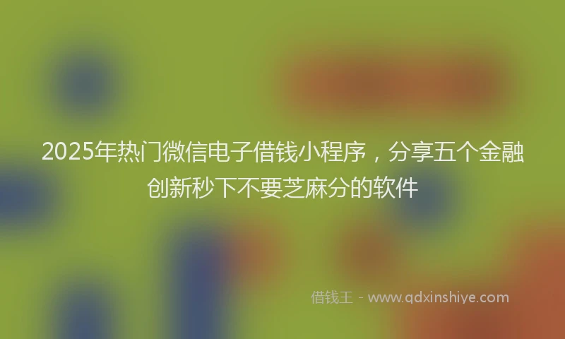 2025年热门微信电子借钱小程序，分享五个金融创新秒下不要芝麻分的软件