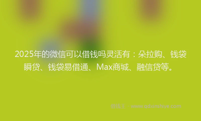 2025年的微信可以借钱吗灵活有：朵拉购、钱袋瞬贷、钱袋易借通、Max商城、融信贷等。