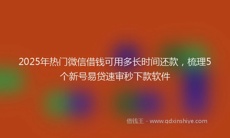 2025年热门微信借钱可用多长时间还款，梳理5个新号易贷速审秒下款软件