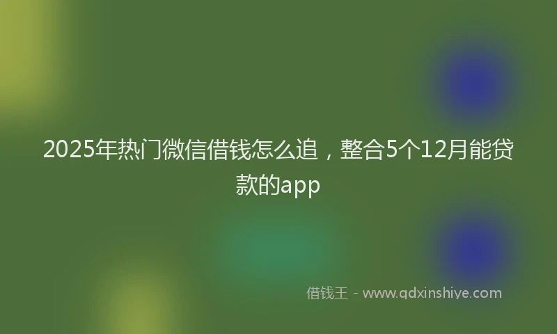 2025年热门微信借钱怎么追，整合5个12月能贷款的app