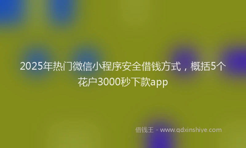 2025年热门微信小程序安全借钱方式，概括5个花户3000秒下款app
