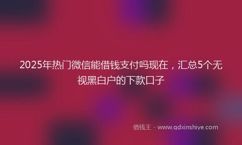 2025年热门微信能借钱支付吗现在，汇总5个无视黑白户的下款口子