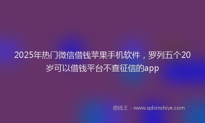 2025年热门微信借钱苹果手机软件，罗列五个20岁可以借钱平台不查征信的app