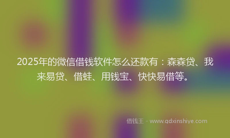 2025年的微信借钱软件怎么还款有：森森贷、我来易贷、借蛙、用钱宝、快快易借等。