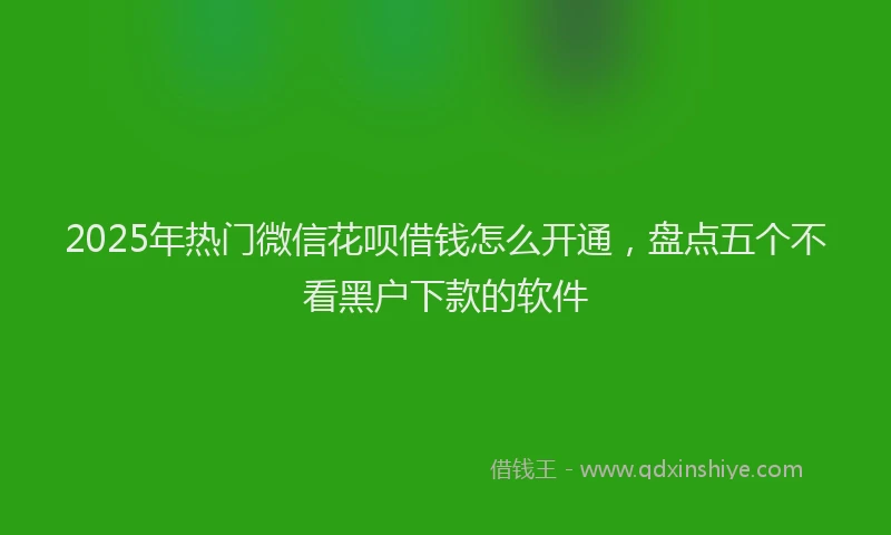 2025年热门微信花呗借钱怎么开通，盘点五个不看黑户下款的软件