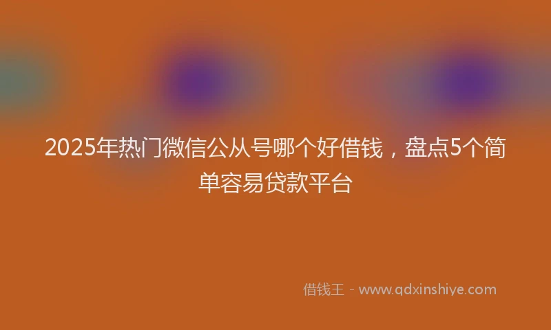 2025年热门微信公从号哪个好借钱，盘点5个简单容易贷款平台