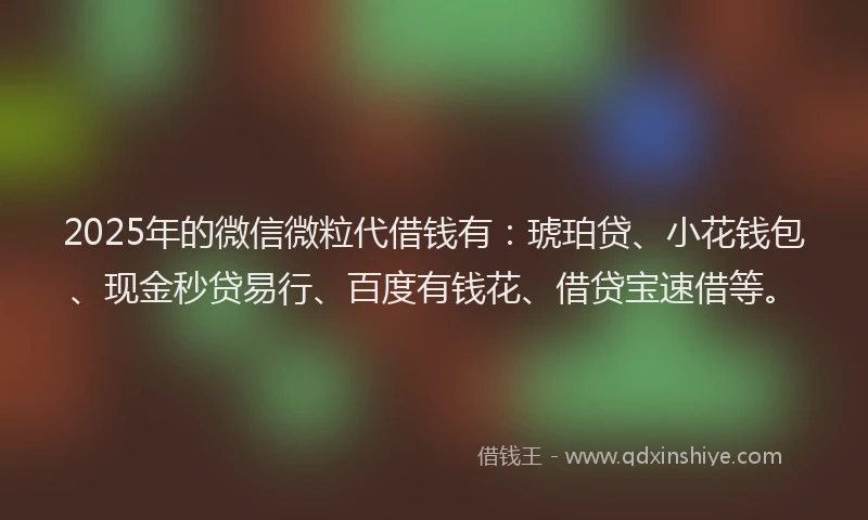 2025年的微信微粒代借钱有：琥珀贷、小花钱包、现金秒贷易行、百度有钱花、借贷宝速借等。
