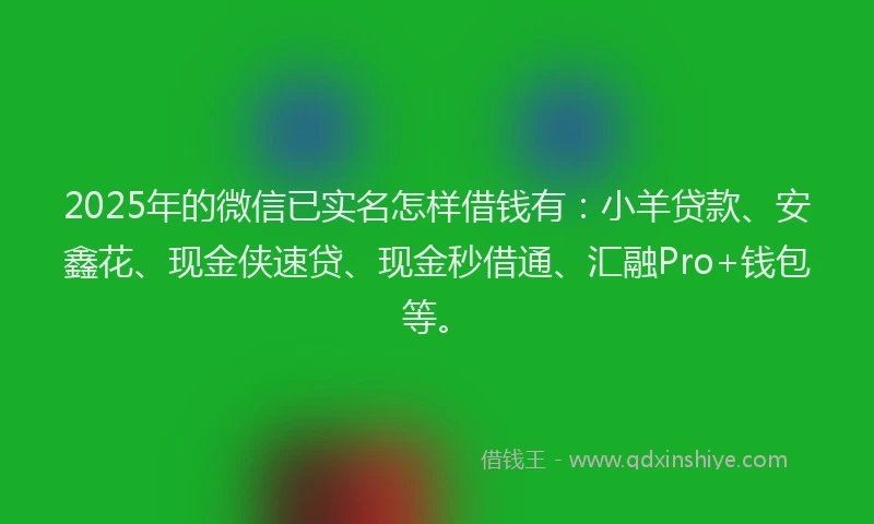 2025年的微信已实名怎样借钱有：小羊贷款、安鑫花、现金侠速贷、现金秒借通、汇融Pro+钱包等。