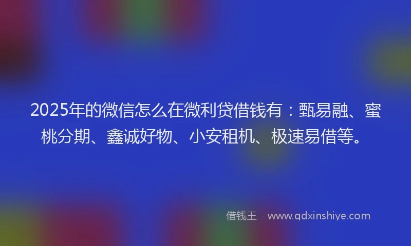 2025年的微信怎么在微利贷借钱有：甄易融、蜜桃分期、鑫诚好物、小安租机、极速易借等。