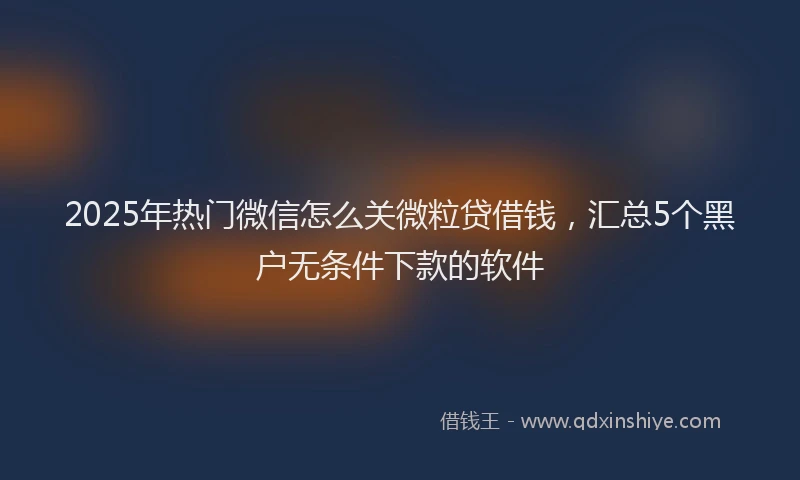 2025年热门微信怎么关微粒贷借钱，汇总5个黑户无条件下款的软件