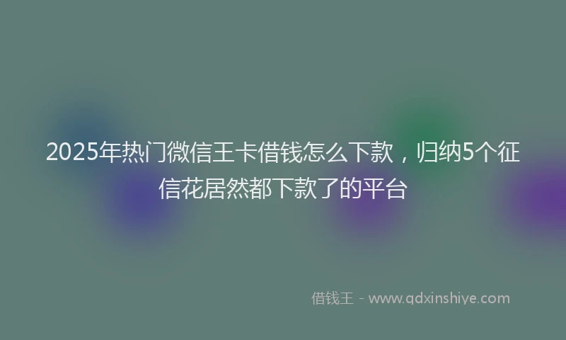 2025年热门微信王卡借钱怎么下款，归纳5个征信花居然都下款了的平台