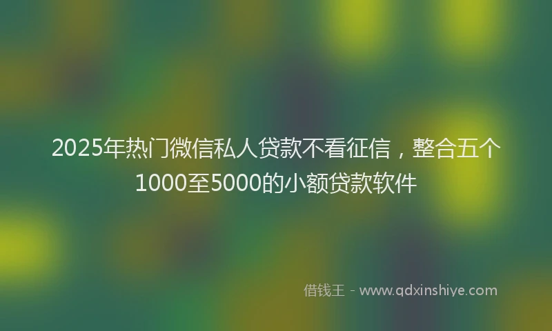 2025年热门微信私人贷款不看征信，整合五个1000至5000的小额贷款软件