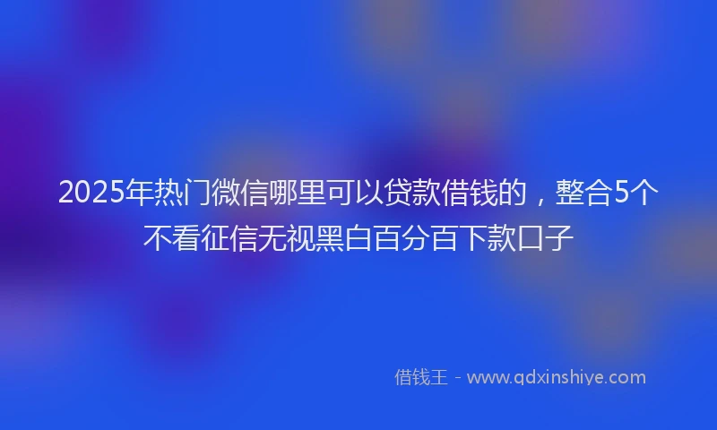 2025年热门微信哪里可以贷款借钱的，整合5个不看征信无视黑白百分百下款口子