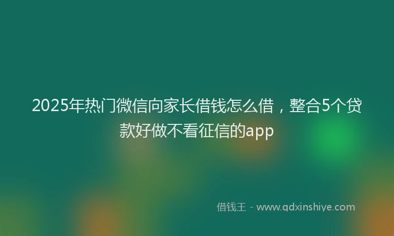 2025年热门微信向家长借钱怎么借，整合5个贷款好做不看征信的app