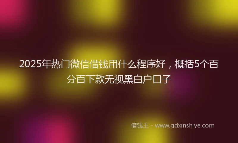 2025年热门微信借钱用什么程序好，概括5个百分百下款无视黑白户口子