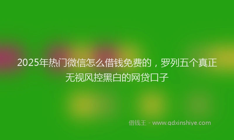 2025年热门微信怎么借钱免费的，罗列五个真正无视风控黑白的网贷口子