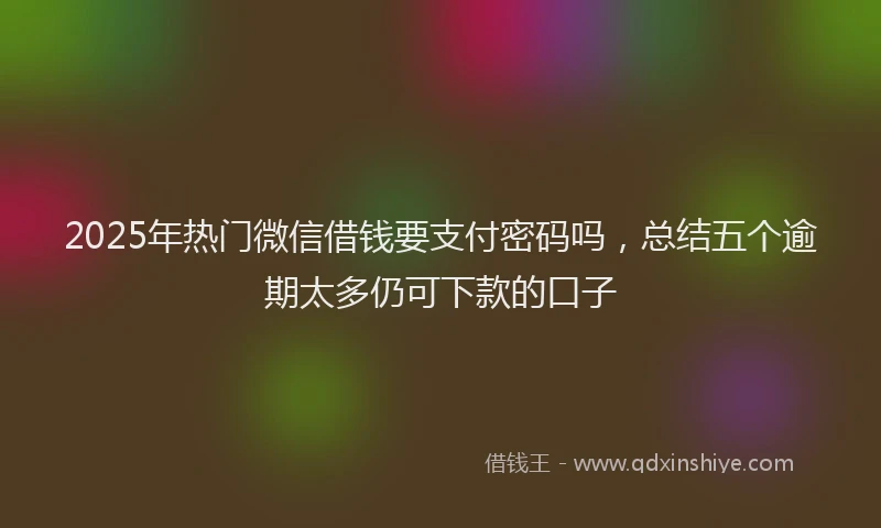 2025年热门微信借钱要支付密码吗，总结五个逾期太多仍可下款的口子