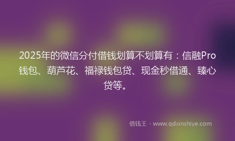 2025年的微信分付借钱划算不划算有：信融Pro钱包、葫芦花、福禄钱包贷、现金秒借通、臻心贷等。