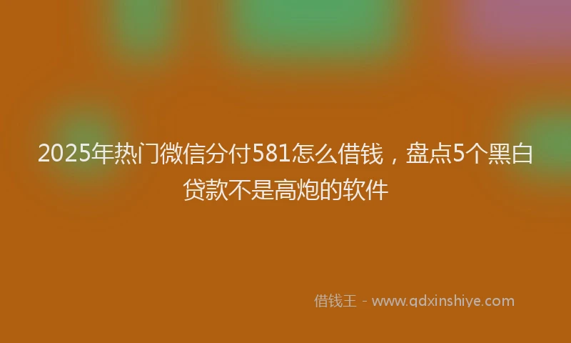 2025年热门微信分付581怎么借钱，盘点5个黑白贷款不是高炮的软件