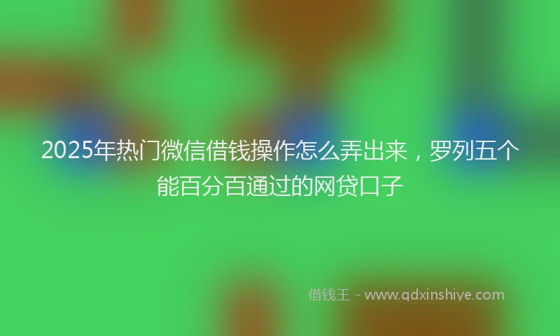 2025年热门微信借钱操作怎么弄出来，罗列五个能百分百通过的网贷口子