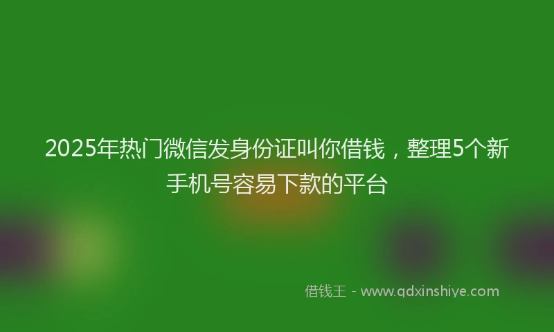 2025年热门微信发身份证叫你借钱，整理5个新手机号容易下款的平台